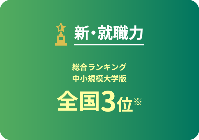 新・就職率 総合ランキング中小規模大学版 全国3位